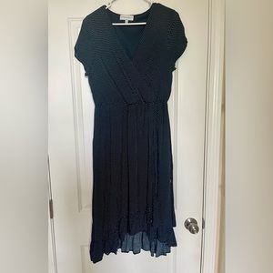 Piper and Scoot Navy and White Polka Dot, v-Neck Wrap Dress, Women’s Large